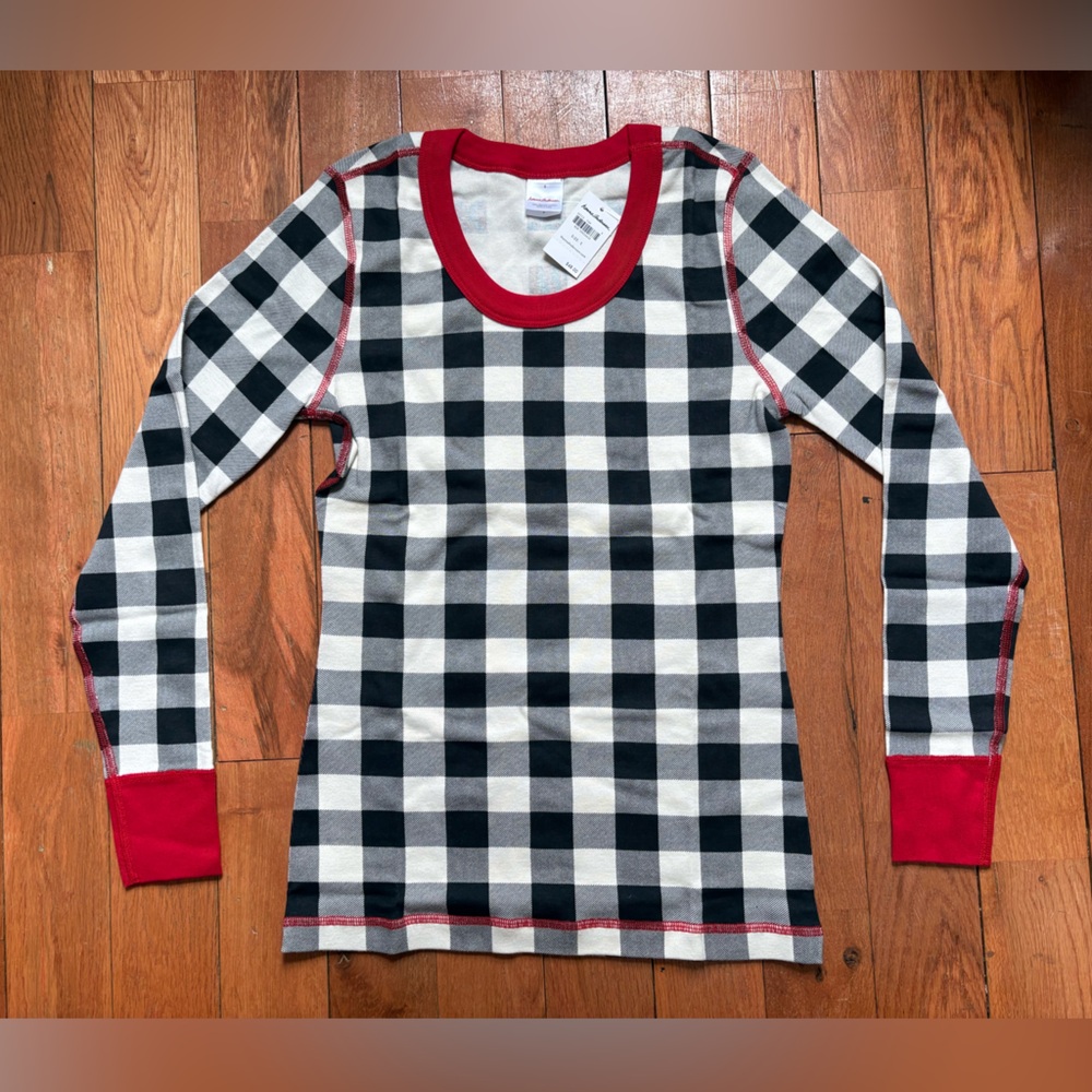 Hannah Andersson Black & White Gingham L/S Top
